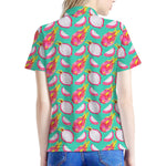 Hand Drawn Dragon Fruit Pattern Print Women's Polo Shirt