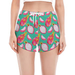 Hand Drawn Dragon Fruit Pattern Print Women's Split Running Shorts