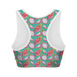 Hand Drawn Dragon Fruit Pattern Print Women's Sports Bra