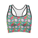 Hand Drawn Dragon Fruit Pattern Print Women's Sports Bra