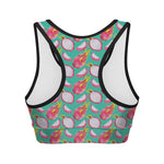 Hand Drawn Dragon Fruit Pattern Print Women's Sports Bra
