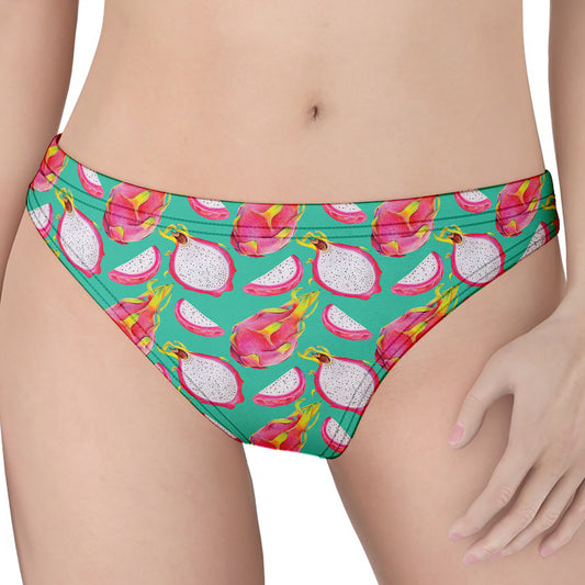 Hand Drawn Dragon Fruit Pattern Print Women's Thong