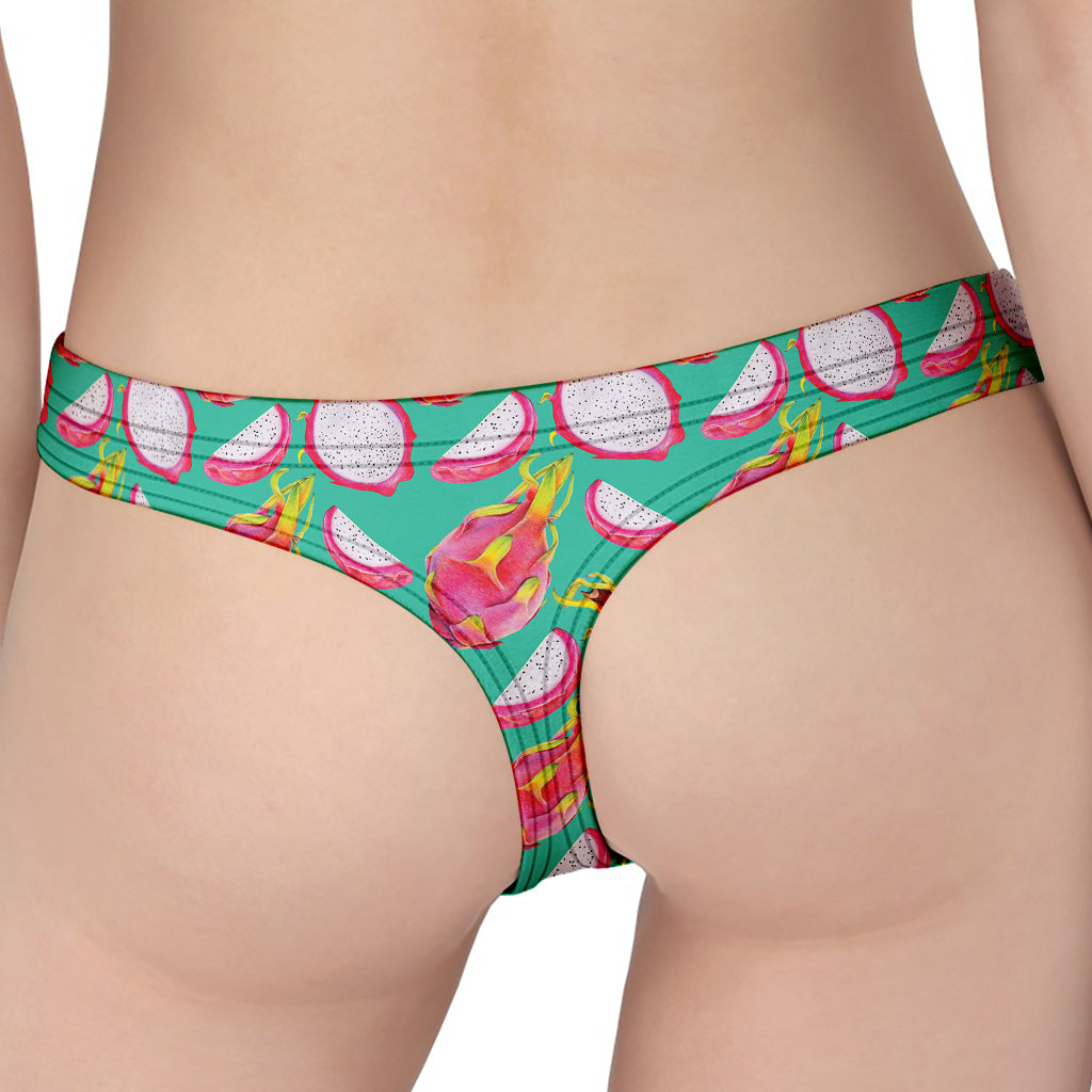 Hand Drawn Dragon Fruit Pattern Print Women's Thong