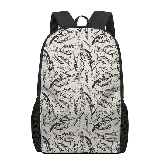 Hand Drawn Mantis Pattern Print 17 Inch Backpack