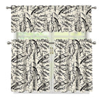 Hand Drawn Mantis Pattern Print 3 Piece Kitchen Curtains