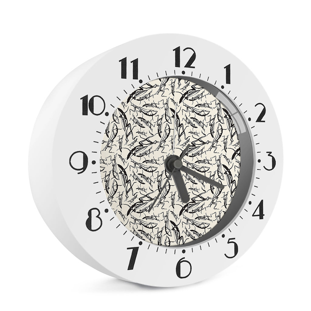 Hand Drawn Mantis Pattern Print Alarm Clock