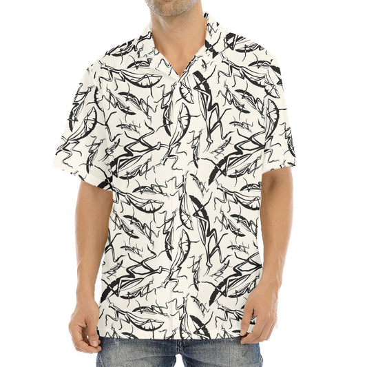 Hand Drawn Mantis Pattern Print Aloha Shirt