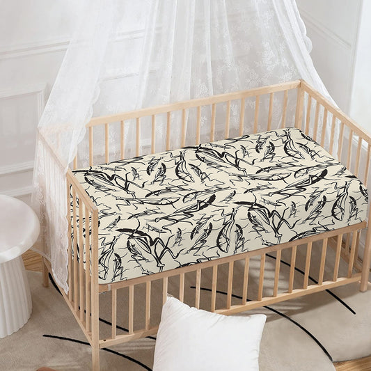 Hand Drawn Mantis Pattern Print Baby Crib Sheet