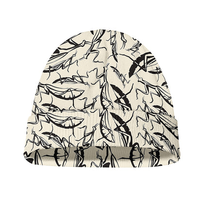 Hand Drawn Mantis Pattern Print Beanie