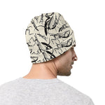 Hand Drawn Mantis Pattern Print Beanie