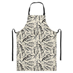 Hand Drawn Mantis Pattern Print Bib Apron With Pocket