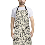 Hand Drawn Mantis Pattern Print Bib Apron With Pocket