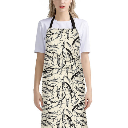 Hand Drawn Mantis Pattern Print Bib Apron With Pocket