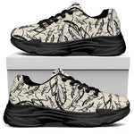 Hand Drawn Mantis Pattern Print Black Chunky Shoes