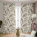 Hand Drawn Mantis Pattern Print Dimout Pencil Pleat Curtains