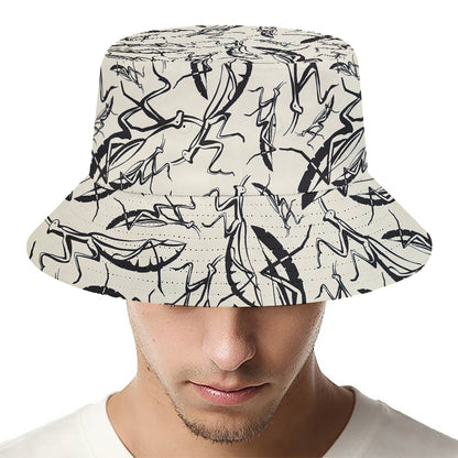 Hand Drawn Mantis Pattern Print Bucket Hat