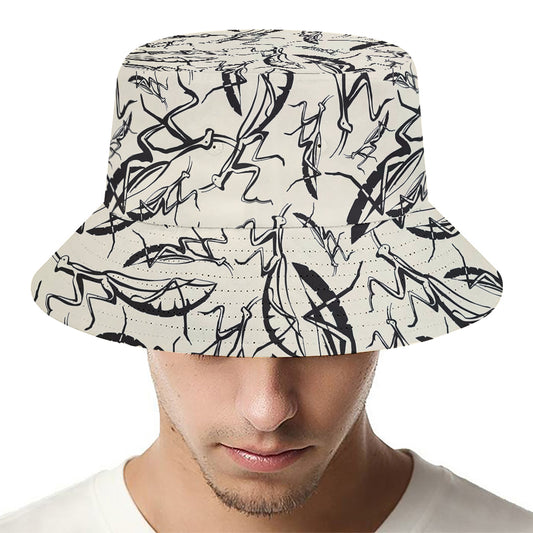 Hand Drawn Mantis Pattern Print Bucket Hat