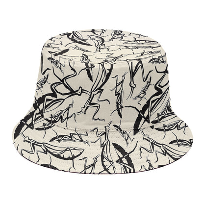 Hand Drawn Mantis Pattern Print Bucket Hat