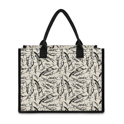 Hand Drawn Mantis Pattern Print Canvas Tote Bag