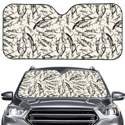 Hand Drawn Mantis Pattern Print Car Windshield Sun Shade