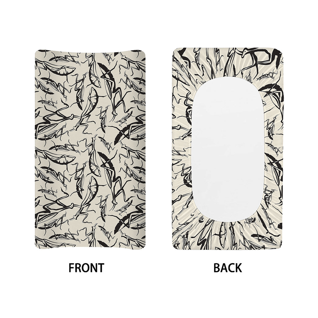 Hand Drawn Mantis Pattern Print Changing Pad Cover