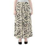 Hand Drawn Mantis Pattern Print Chiffon Maxi Skirt