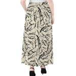 Hand Drawn Mantis Pattern Print Chiffon Maxi Skirt
