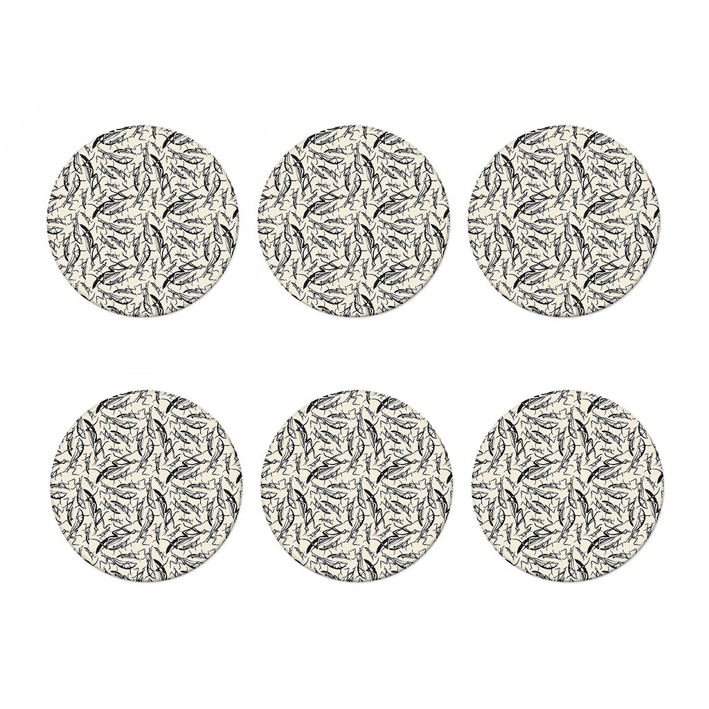 Hand Drawn Mantis Pattern Print Coaster Set