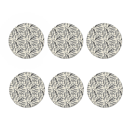 Hand Drawn Mantis Pattern Print Coaster Set