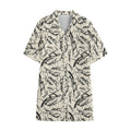 Hand Drawn Mantis Pattern Print Cotton Hawaiian Shirt