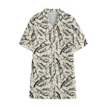 Hand Drawn Mantis Pattern Print Cotton Hawaiian Shirt