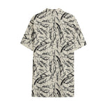 Hand Drawn Mantis Pattern Print Cotton Hawaiian Shirt