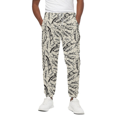 Hand Drawn Mantis Pattern Print Cotton Pants