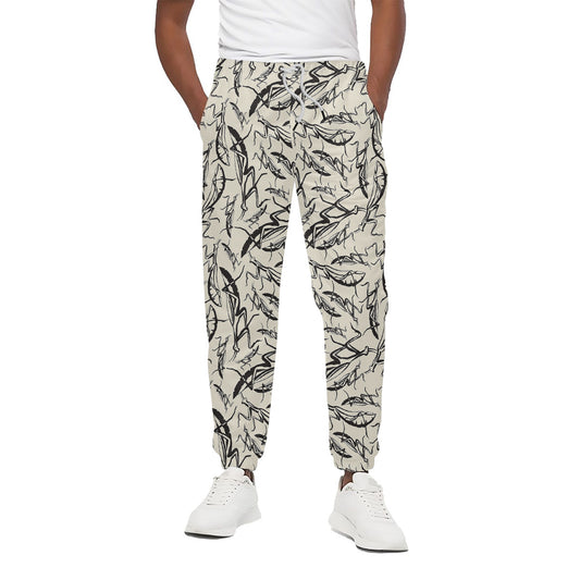 Hand Drawn Mantis Pattern Print Cotton Pants