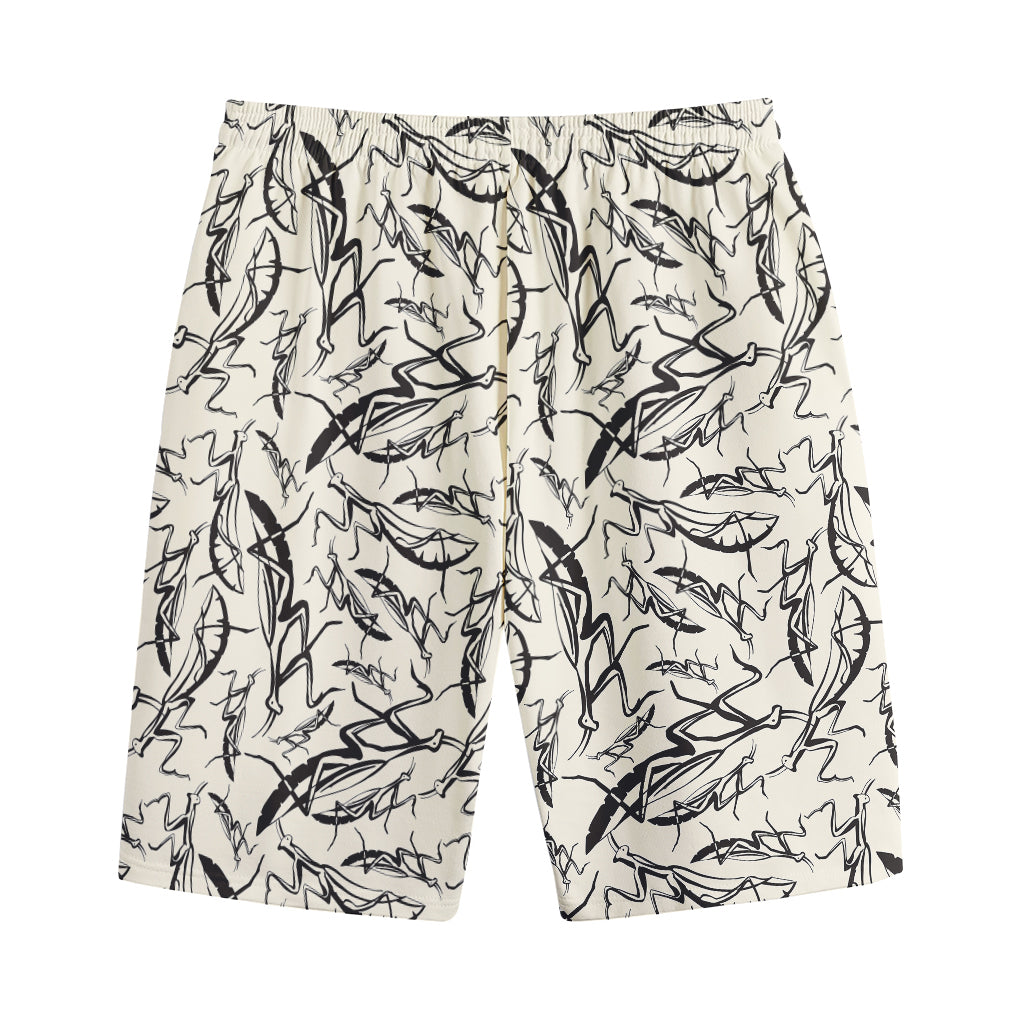 Hand Drawn Mantis Pattern Print Cotton Shorts