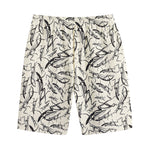 Hand Drawn Mantis Pattern Print Cotton Shorts