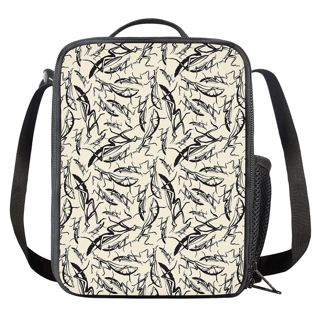 Hand Drawn Mantis Pattern Print Crossbody Lunch Bag