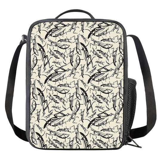 Hand Drawn Mantis Pattern Print Crossbody Lunch Bag