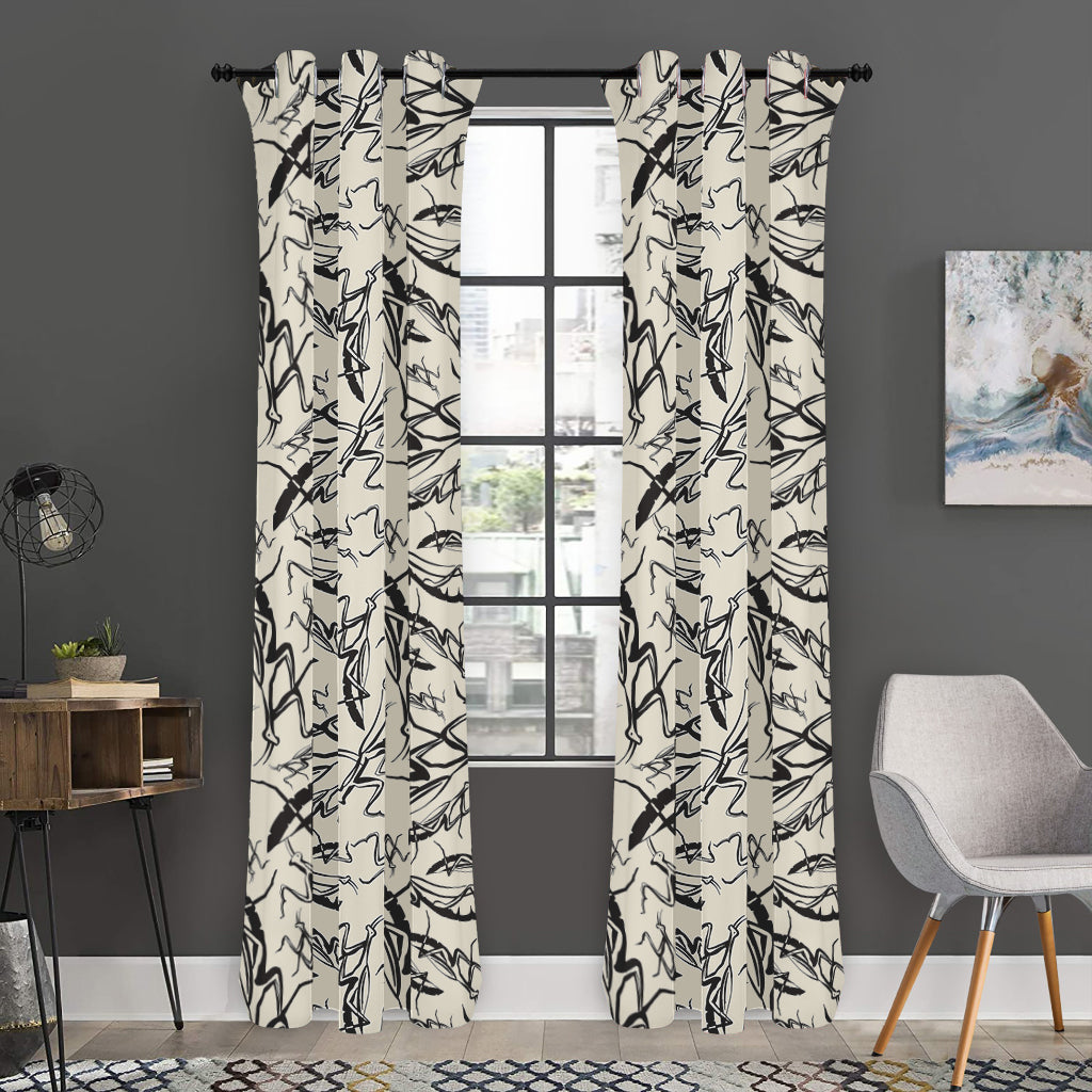 Hand Drawn Mantis Pattern Print Curtain
