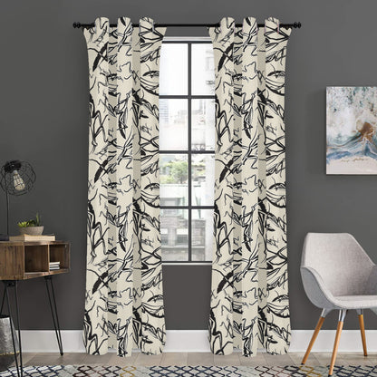 Hand Drawn Mantis Pattern Print Curtain