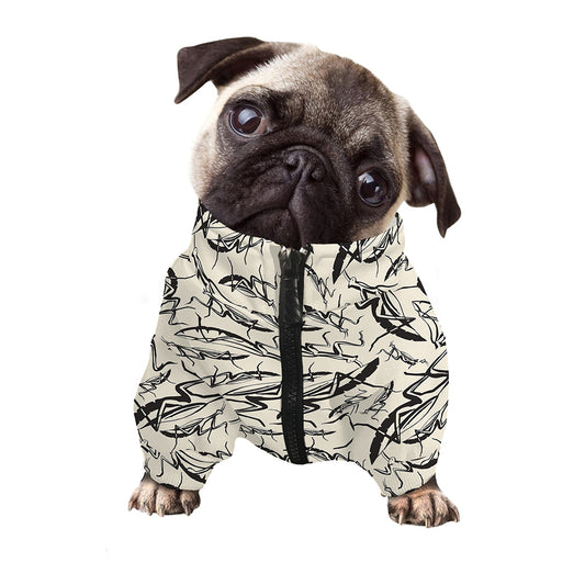 Hand Drawn Mantis Pattern Print Dog Zip Up Jacket