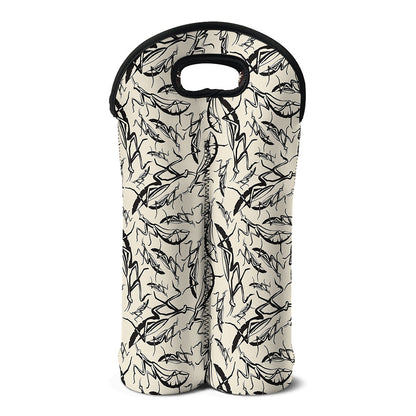 Hand Drawn Mantis Pattern Print Double Neoprene Wine Tote