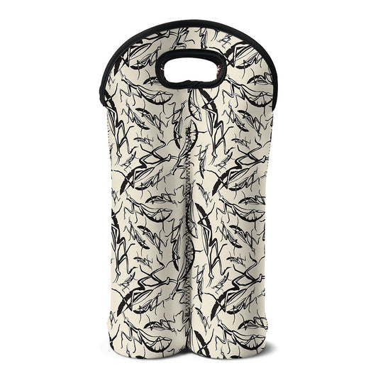 Hand Drawn Mantis Pattern Print Double Neoprene Wine Tote