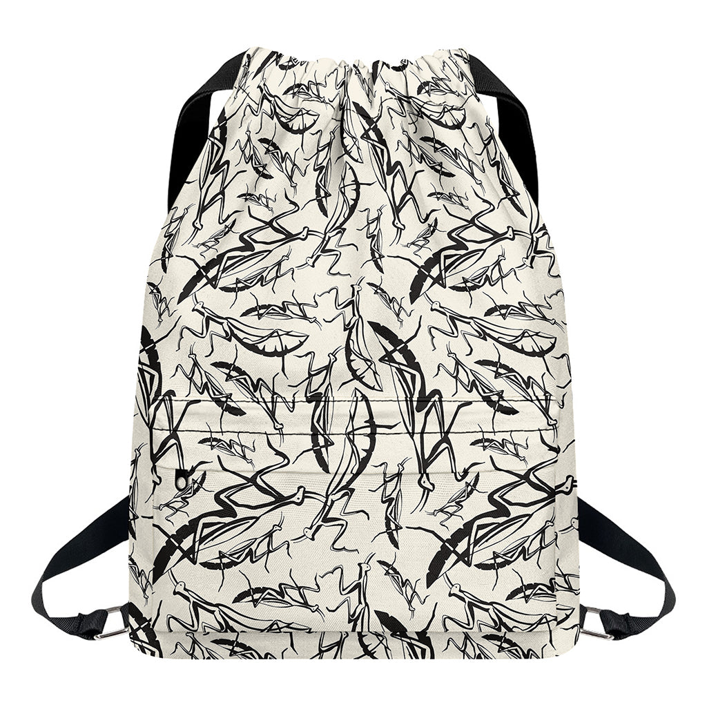 Hand Drawn Mantis Pattern Print Drawstring Backpack