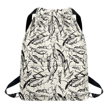 Hand Drawn Mantis Pattern Print Drawstring Backpack