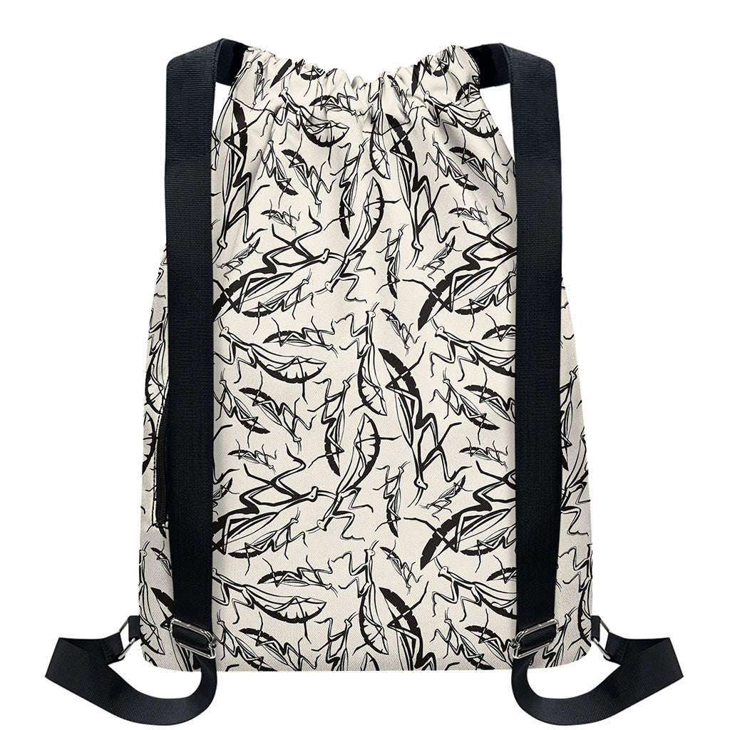 Hand Drawn Mantis Pattern Print Drawstring Backpack