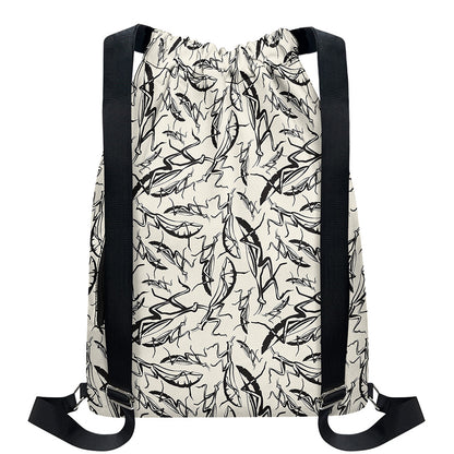 Hand Drawn Mantis Pattern Print Drawstring Backpack