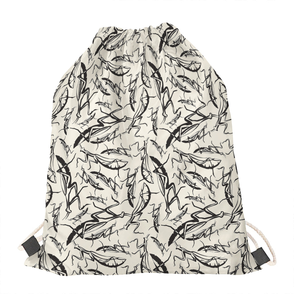 Hand Drawn Mantis Pattern Print Drawstring Bag
