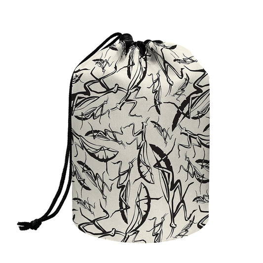 Hand Drawn Mantis Pattern Print Drawstring Makeup Bag