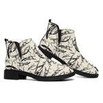 Hand Drawn Mantis Pattern Print Flat Ankle Boots